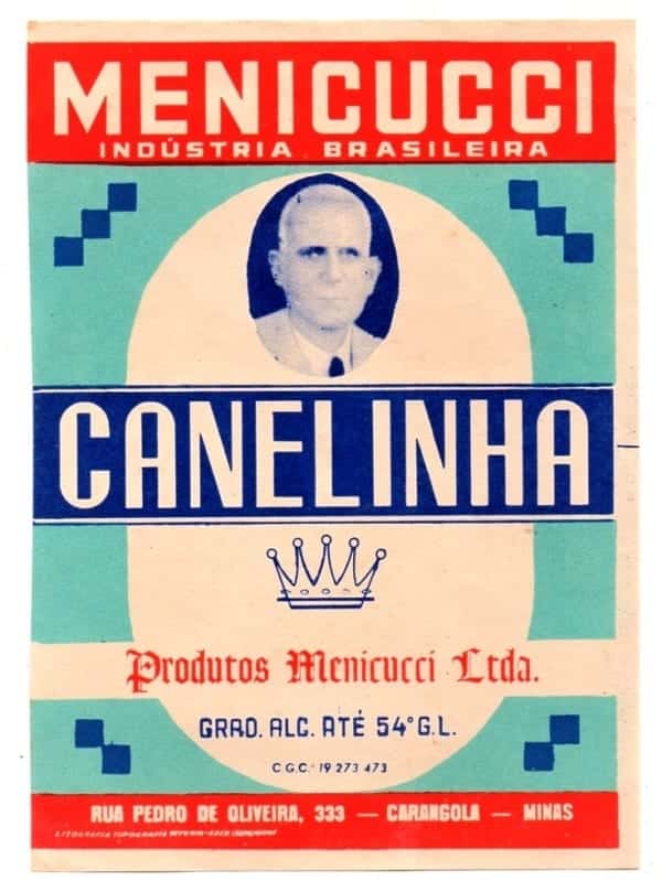 | Casa do Colecionador Antigo Rotulo Aguardente Canelinha Menicucci - Carangola - MG - Anos 60