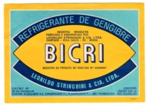Antigo Rotulo Refrigerante de Gengibre Bicri - Leonildo Stringhini & Cia Ltda. - Anos 60