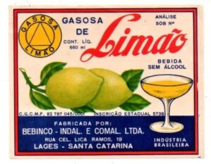 Antigo Rotulo Refrigerante Gasosa de Limão - Bebinco - Lages - Santa Catarina