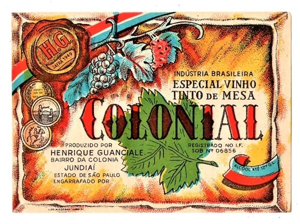 | Casa do Colecionador Antigo Rotulo Vinho Tinto De Mesa Colonial - Anos 50