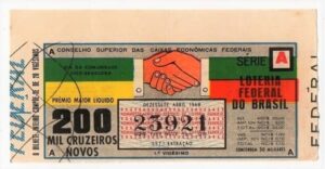 Bilhete Loteria Federal Brasil - Comunidade Luso Brasileira - Abril de 1968