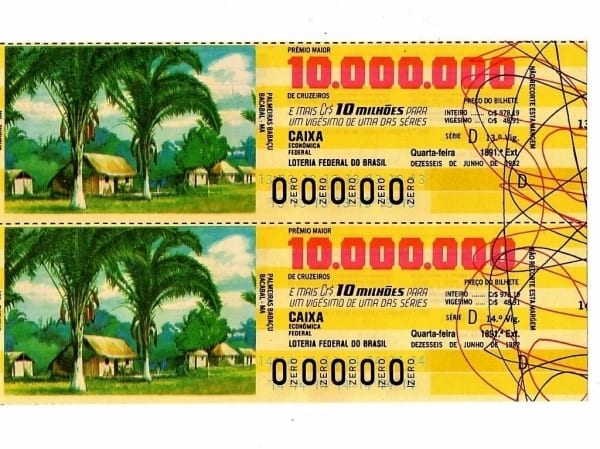 | Casa do Colecionador Bilhete Loteria Federal Brasil - Prova Numeração Zerada - Bacabal - MA - 1982