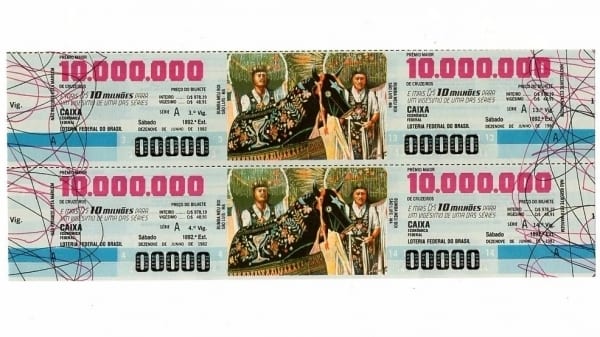 | Casa do Colecionador Bilhete Loteria Federal Brasil - Prova Numeração Zerada - Bumba Meu Boi - São Luiz - MA -1982