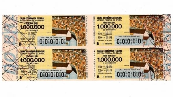 | Casa do Colecionador Bilhete Loteria Federal Brasil - Prova Numeração Zerada - Carnaval - 1974