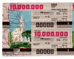 Bilhete Loteria Federal Brasil - Prova Numeração Zerada - Igreja Matriz - Paraiso - SP - 1982