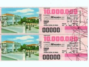 Bilhete Loteria Federal Brasil - Prova Numeração Zerada - Praça da Igreja - Caxias - MA -1982