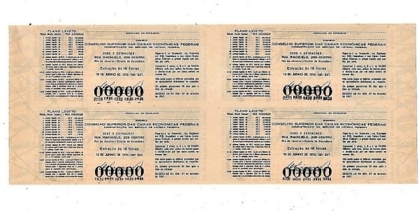 | Casa do Colecionador Bilhete Loteria Federal Brasil - Prova Numeração Zerada - Rosa - Flor -1970