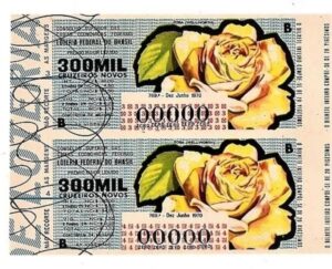 Bilhete Loteria Federal Brasil - Prova Numeração Zerada - Rosa - Flor -1970
