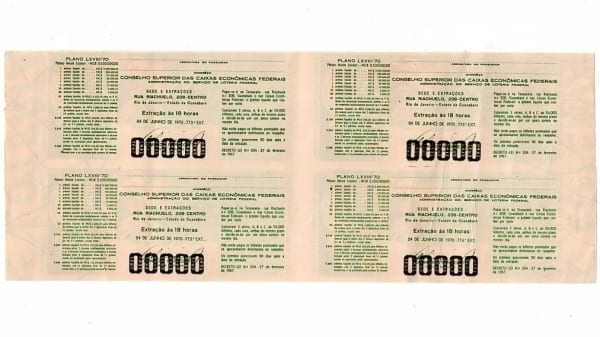 | Casa do Colecionador Bilhete Loteria Federal Brasil - Prova Numeração Zerada - São João - 1970