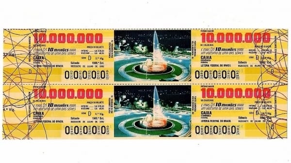 | Casa do Colecionador Bilhete Loteria Federal Brasil - Prova Numeração Zerada - Volta Redonda - Fonte Luminosa - RJ - 1982