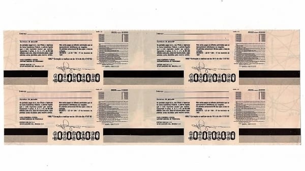 | Casa do Colecionador Bilhete Loteria Federal Brasil - Prova Numeração Zerada - Volta Redonda - Fonte Luminosa - RJ - 1982