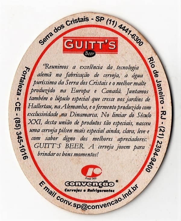 | Casa do Colecionador Bolacha de Chopp - Cerveja Pilsen Guitt´s