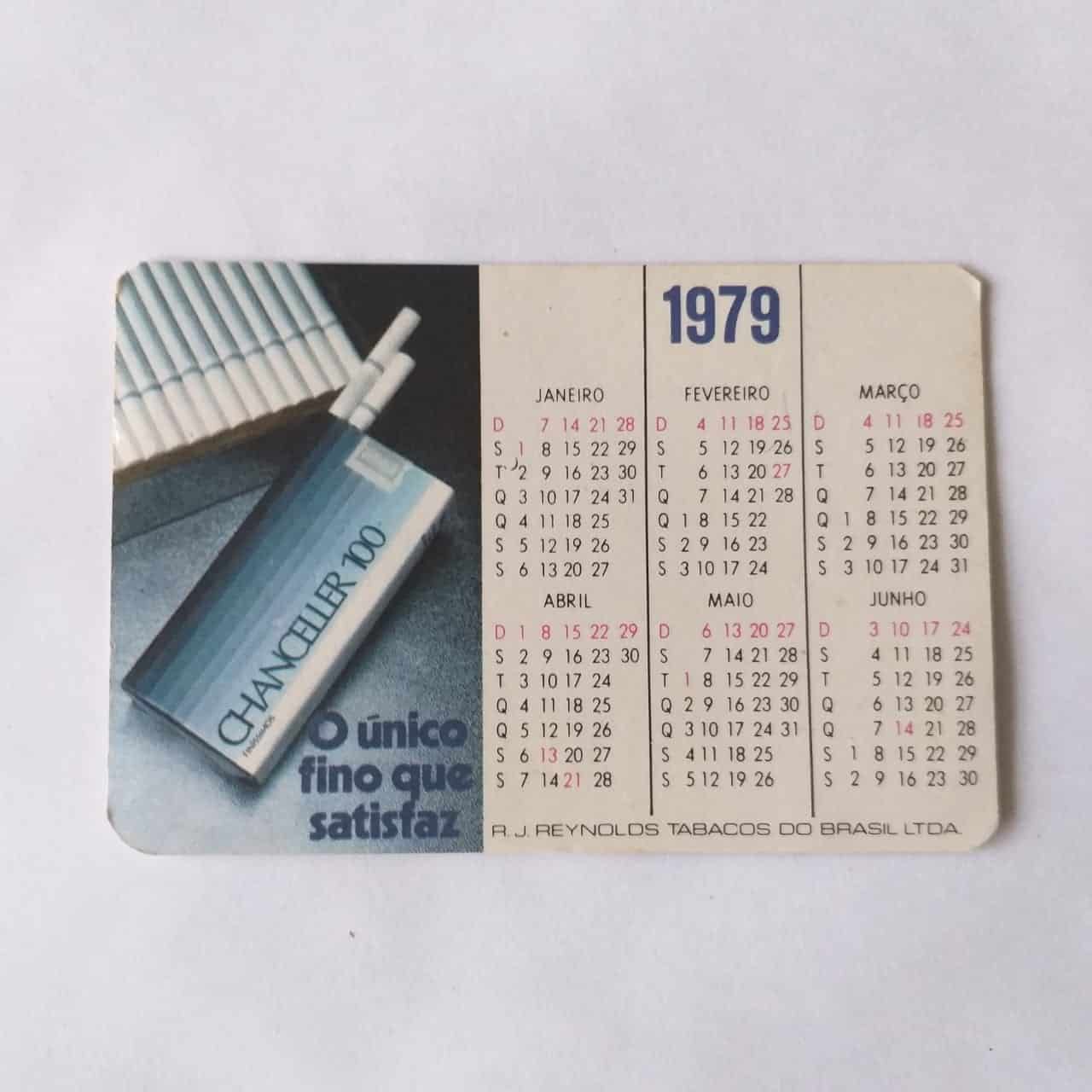 Calendário de Bolso (Tema Cigarro) Chanceler e Vila Rica - Ano 1979