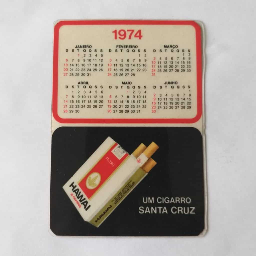 Calendário de Bolso (Tema Cigarro) Hawai - Ano 1974