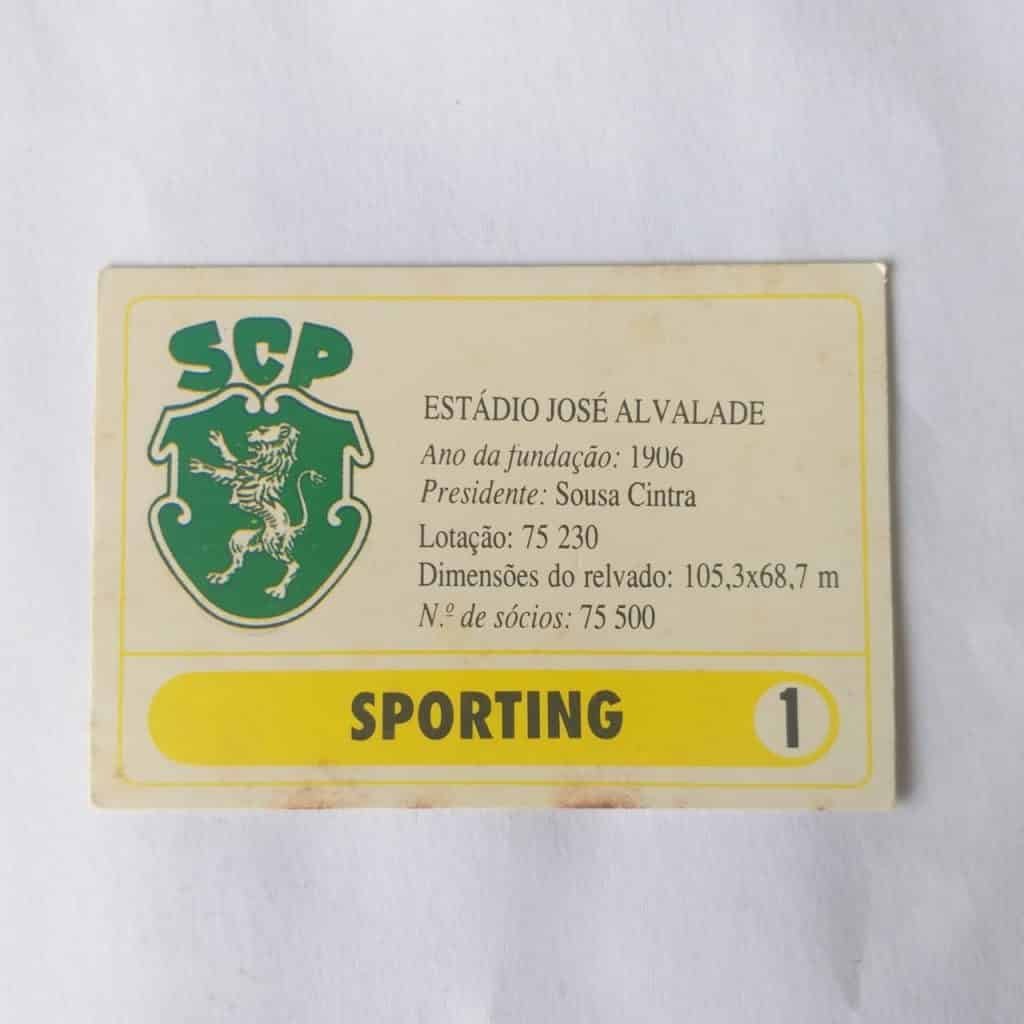 Calendário de Bolso (Tema Futebol) - Sporting Nº 01 (Portugal) - Ano 1992