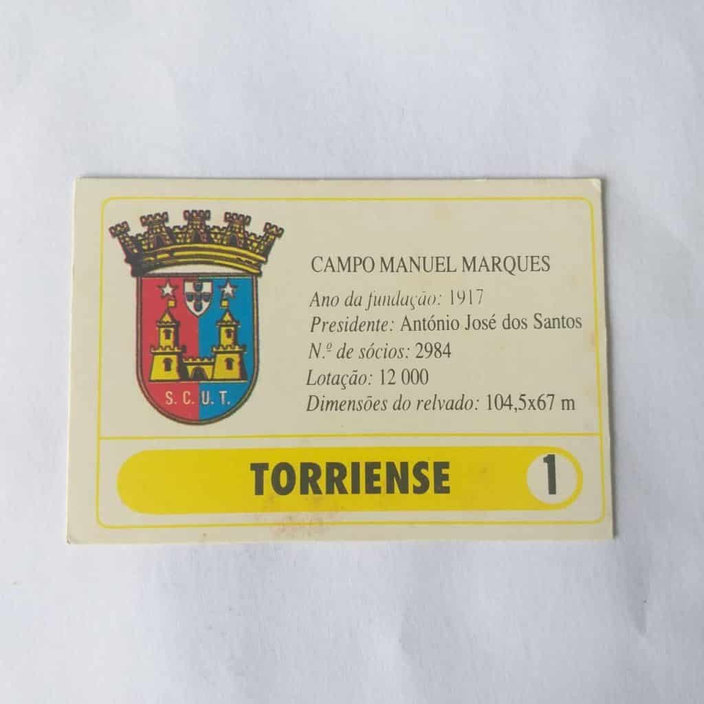 Calendário de Bolso (Tema Futebol) - Torriense Nº 01 (Portugal) - Ano 1992