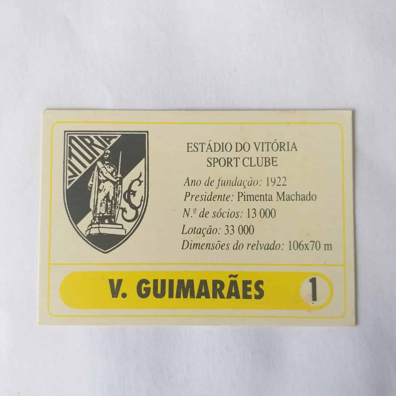 Calendário de Bolso (Tema Futebol) - V. Guimarães Nº 01 (Portugal) - Ano 1992