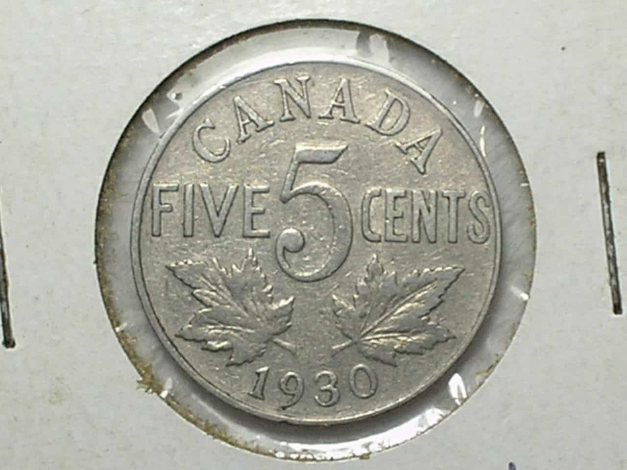 | Casa do Colecionador Canada) 5 Cents - 1930 - Georgivs V / Niquel / box3