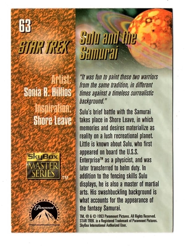 | Casa do Colecionador Card SkyBox Master Series - 1993 - Star Trek - Nº 63 - Sulu and The Samurai - Jornada Nas Estrelas