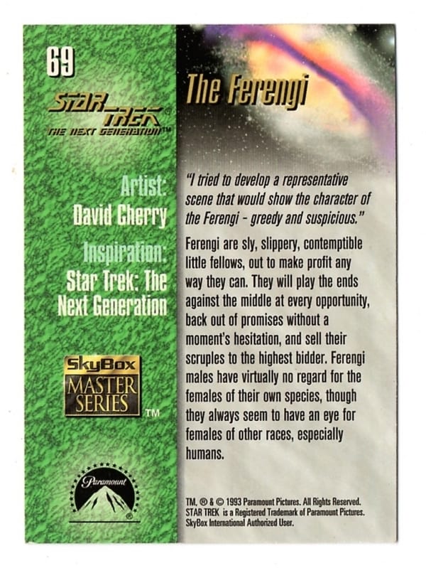 | Casa do Colecionador Card SkyBox Master Series - 1993 - Star Trek The Next Generation - Nº 69 - The Ferengi - Jornada Nas Estrelas