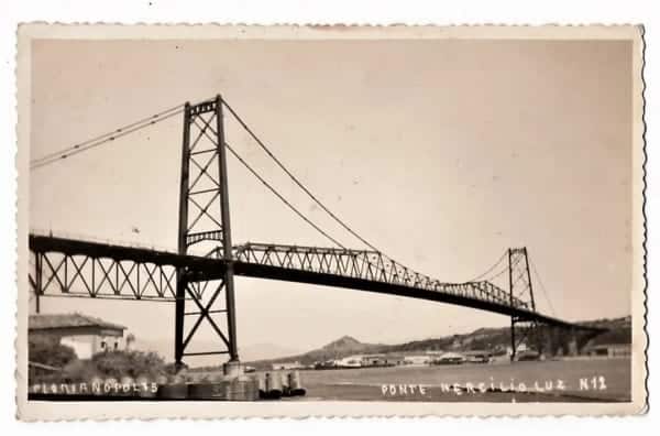 | Casa do Colecionador Cartao Fotografico Postal Ponte Hercilio Luz Florianopolis - SC - Anos 50