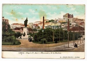 Cartao Postal Antigo - Portugal - Lisboa - Praça D. Luiz I e Monumento a Sá Bandeira - Anos 1900