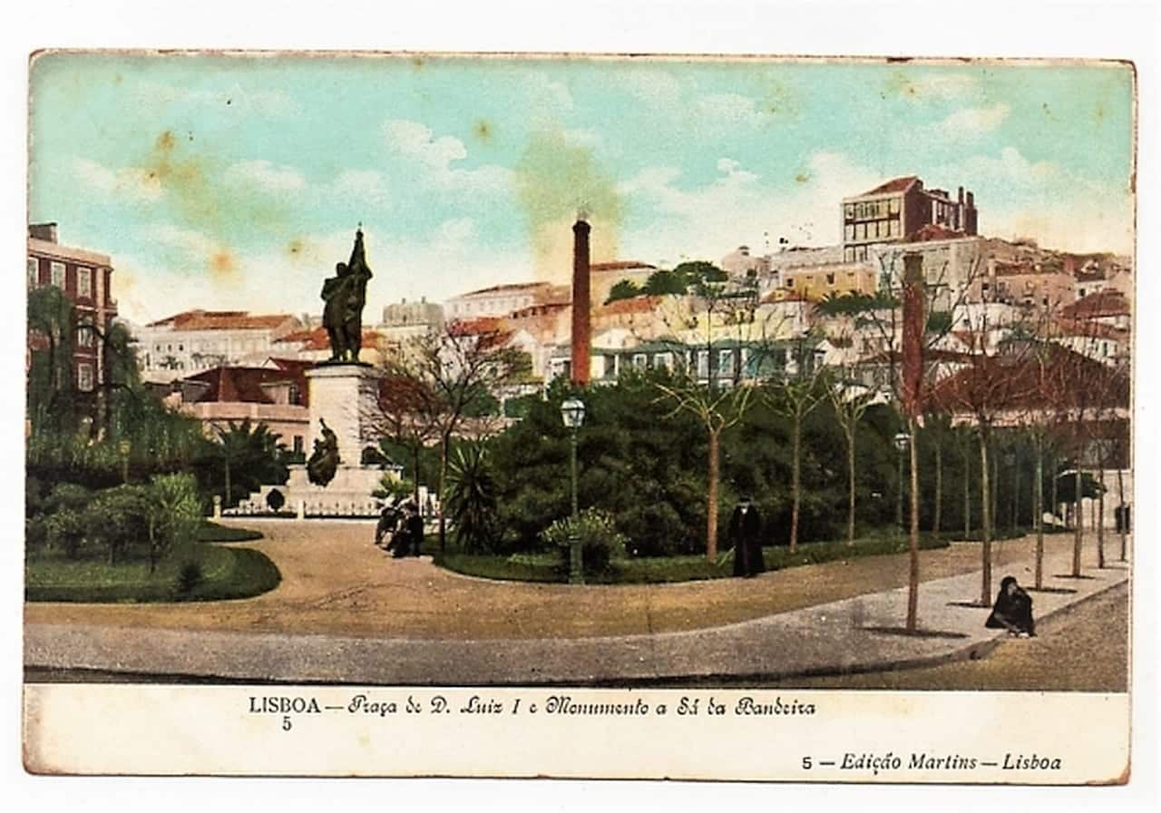 | Casa do Colecionador Cartao Postal Antigo - Portugal - Lisboa - Praça D. Luiz I e Monumento a Sá Bandeira - Anos 1900