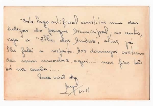 | Casa do Colecionador Cartao Postal Fotografico Belo Horizonte Mg Parque Municipal Anos 50