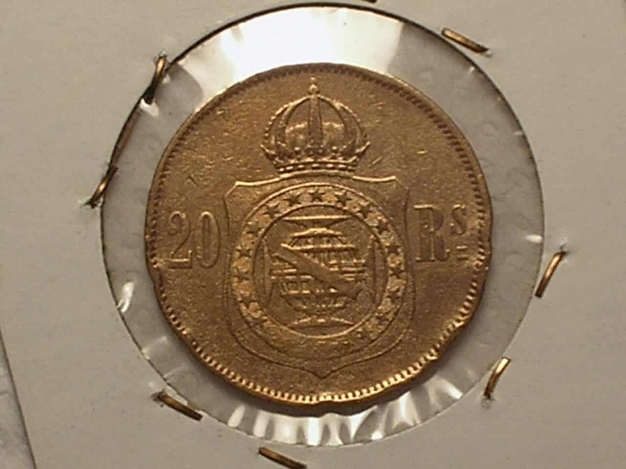 | Casa do Colecionador Escassa) 20 Réis - 1870 / Petrus 2º / Bronze / Cod. 540.1