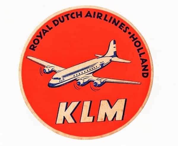 | Casa do Colecionador Etiqueta De Bagagem / Mala Klm Royal Dutch Airlines Anos 50 - (2) - Redonda