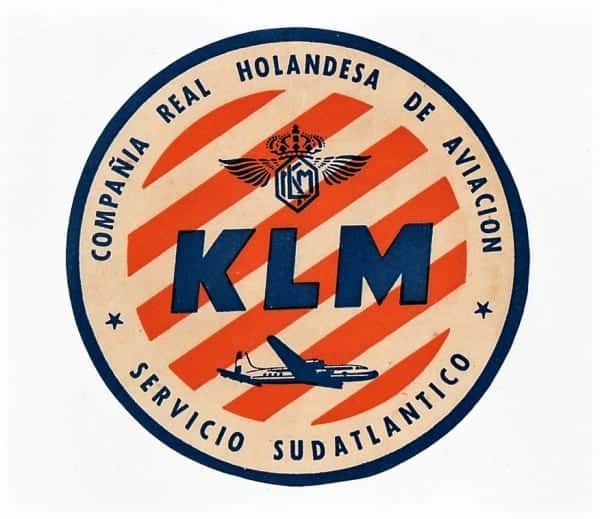 | Casa do Colecionador Etiqueta De Bagagem / Mala Klm Royal Dutch Airlines Anos 50 - (3) - Redonda