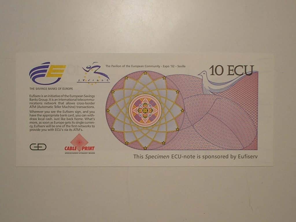 | Casa do Colecionador Europa - Spain / Seville ) 10 Ecu - 1992 ... Cédula da exposição de 1992, Savins Bank of Europe / ce01