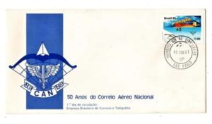 Filatelia - Envelope com Carimbo de 1 Dia de Circulação - 50 Anos do Correio Aereo Nacional - 1981 - FDC
