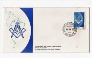 Filatelia - FDC - 1 Dia de Circulação - Cinquentenario das Grandes Lojas Maçonicas Brasileiras - 1977