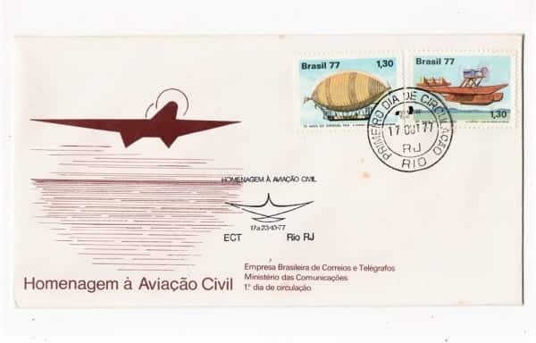| Casa do Colecionador Filatelia - FDC - 1 Dia de Circulação - Homenagem a Aviação Civil - 1977