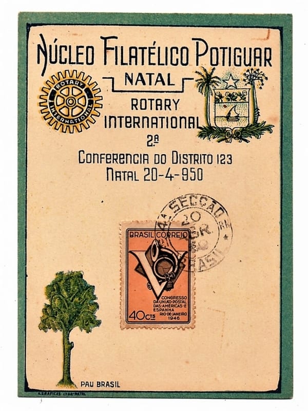 | Casa do Colecionador Filatelia - Folhinha Nucleo Filatelico Potiguar - 2 Conferencia Distrito 123 Rotary Internacional - Natal ( RN ) - 1950