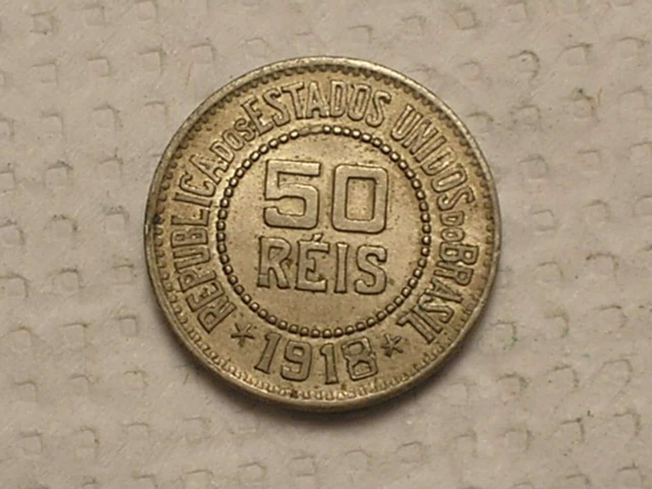 | Casa do Colecionador Flor de Cunho) 50 Réis - 1918 / Niquel / Cod. 870