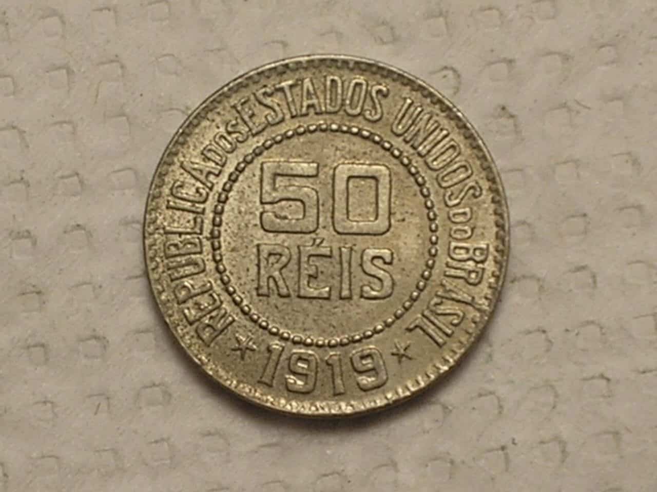 | Casa do Colecionador Flor de Cunho) 50 Réis - 1919 / Niquel / Cod. 870