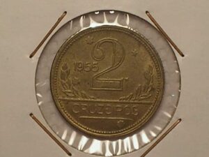 Flor de Cunho Total) Moeda de 2 Cruzeiros - 1955 - Mapa do Brasil / Cod. 780