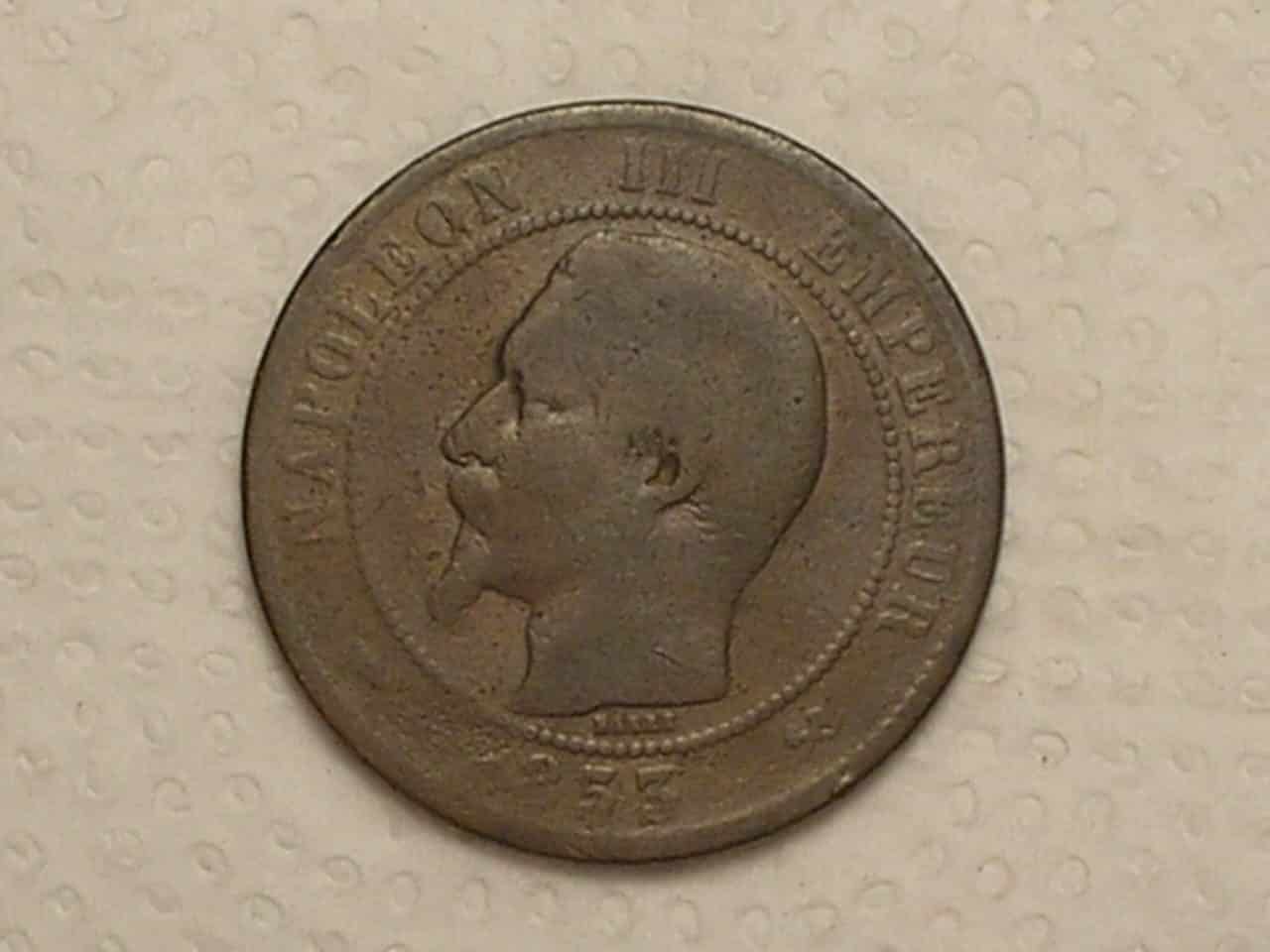 | Casa do Colecionador França) 10 Centimes - 1853-b / Napoleon III Imperador / Bronze / box2