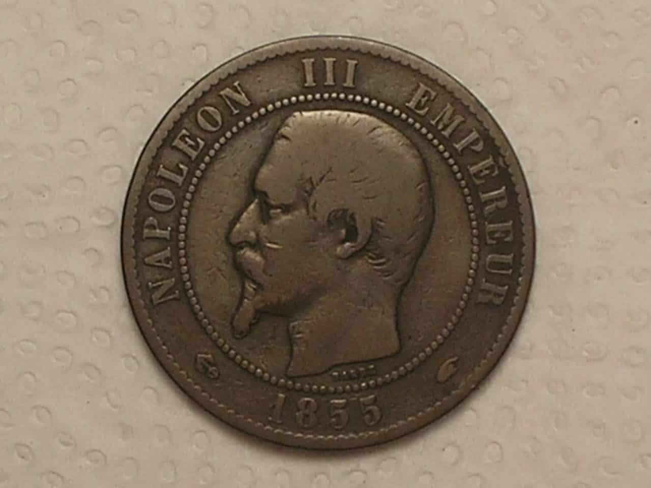 | Casa do Colecionador França) 10 Centimes - 1855-a / Napoleon III Imperador / Bronze / box2