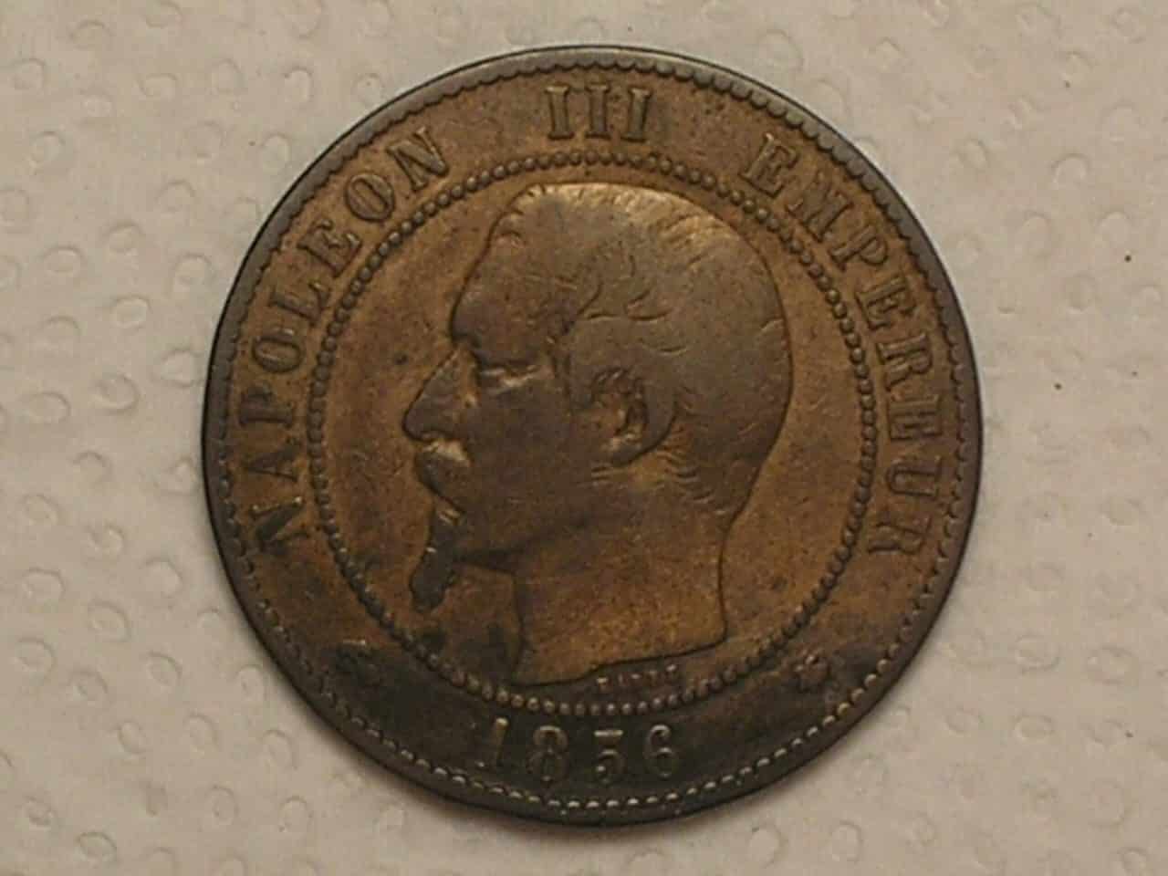 | Casa do Colecionador França) 10 Centimes - 1856-bb / Napoleon III Imperador / Bronze / box2