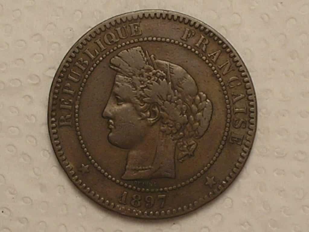 | Casa do Colecionador França) 10 Centimes - 1897-a / Third Republic / Bronze / box2