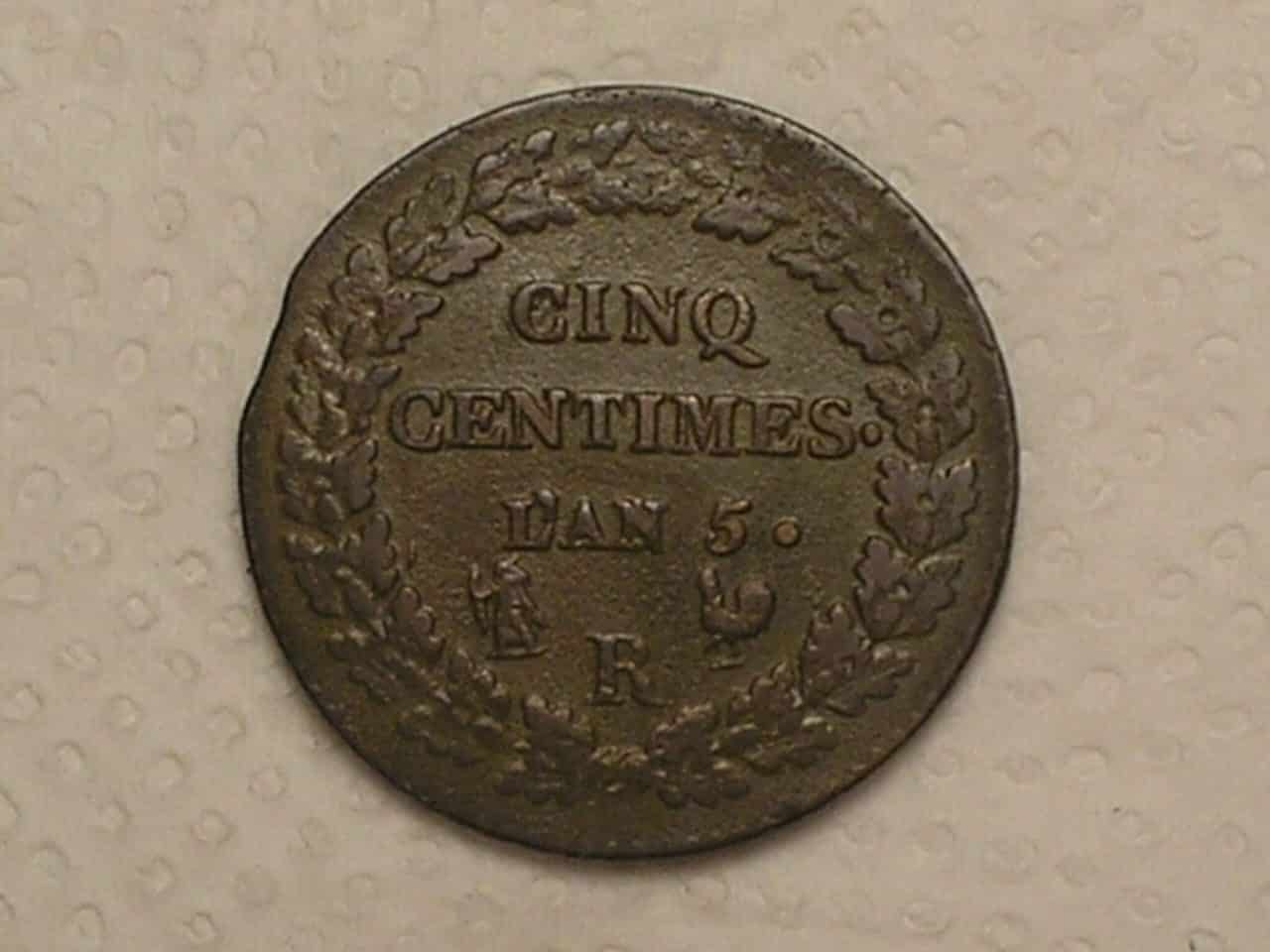 | Casa do Colecionador Franca 5 Centimes 1792 L An 5 R Galo Cock Bronze Box2