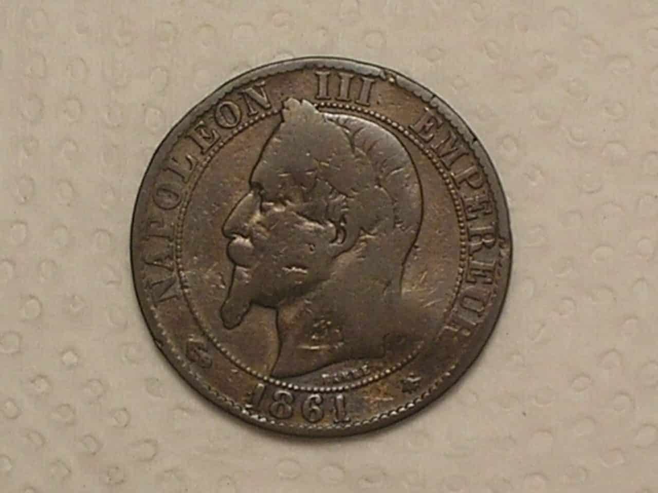 | Casa do Colecionador França) 5 Centimes - 1861-a / Napoleon III Imperador / Bronze / box2