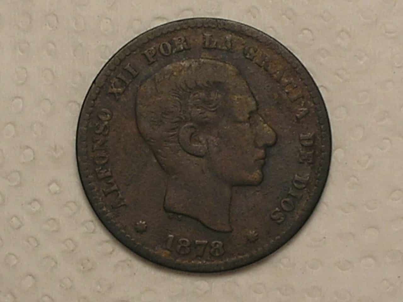 | Casa do Colecionador França) 5 Centimos - 1878-om / Alfonso XII - 3ª Republic / Bronze / box2