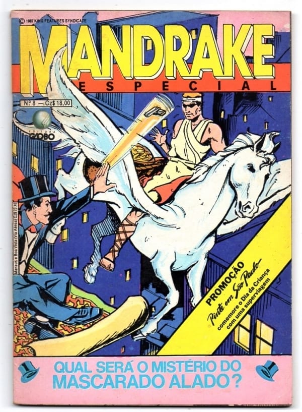| Casa do Colecionador Hq - Mandrake Especial - N° 8 - Qual Sera o Misterio do Mascarado Alado - Editora Globo - 1987