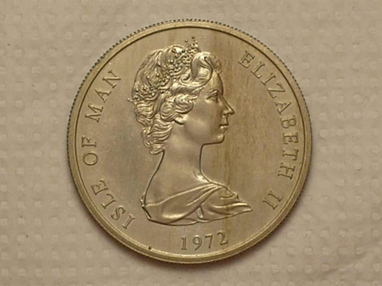| Casa do Colecionador Ilha do Homem ) 25 Pence - 1972 / Silver Wedding - Rainha Elisabeth II / Níquel / Flor de Cunho / Cod. 240