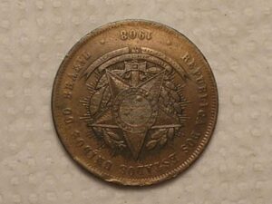 Reverso Invertido) 20 Réis - 1908 / Bronze / Mbc/S Bela Peça colecionável / Cod. 250