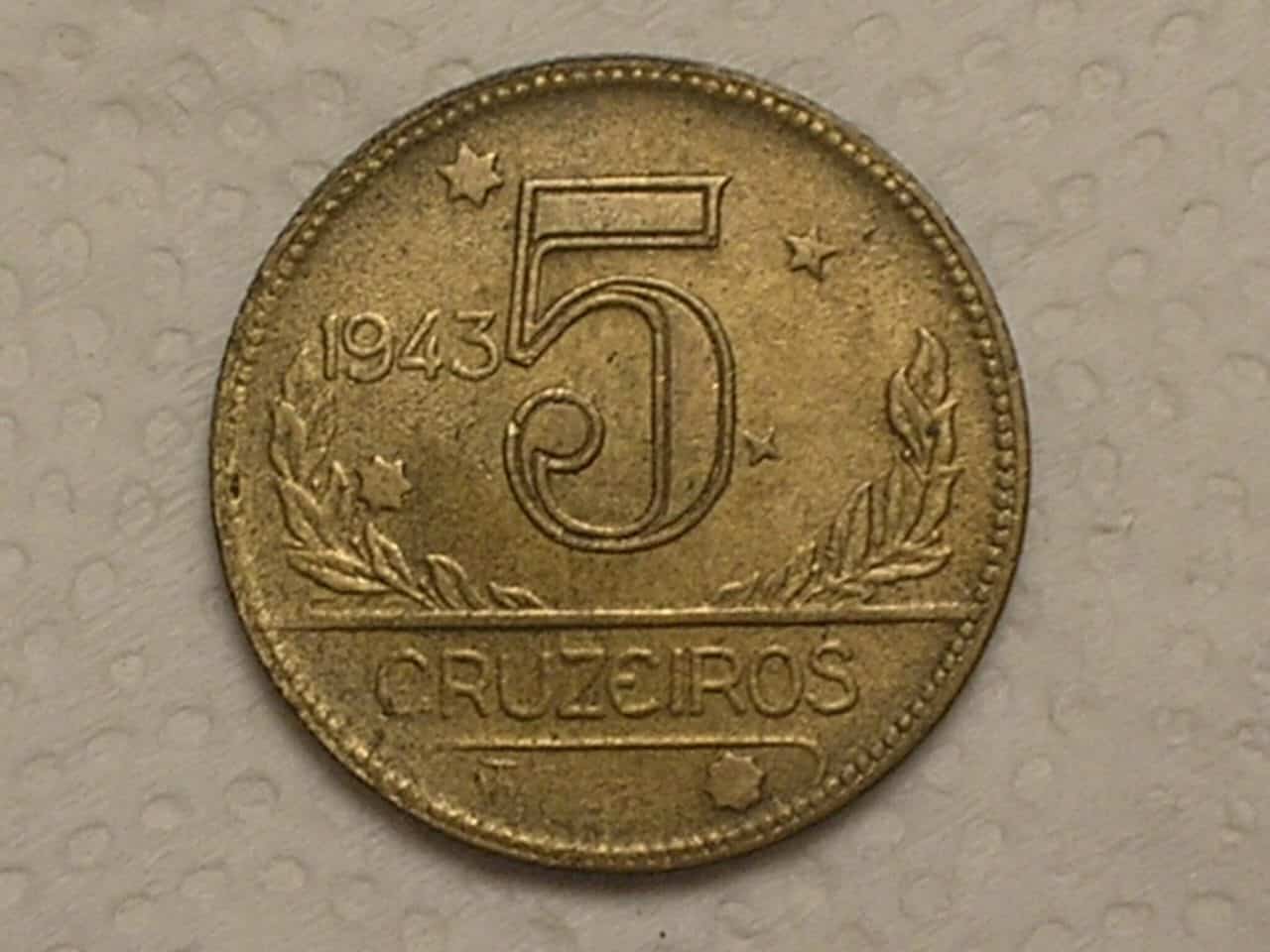 | Casa do Colecionador Soberba) 5 Cruzeiros - 1943 / Mapa do Brasil / Cod. 380.4